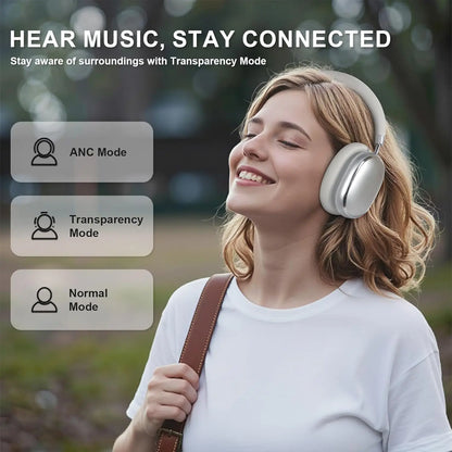 Hybrid Active Noise Cancelling Headphones, Wireless Headphones Bluetooth 6.0 with Transparent Mode, Hi-Res Audio, Deep Bass, Metal