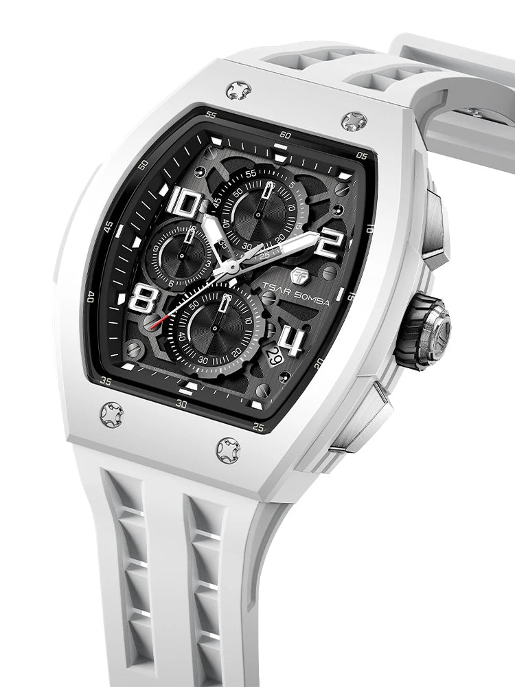 TSAR BOMBA New TB8204 Watch for Men, Japan Quartz Chronograph, 50M Waterproof Wristwatch, Fashion Sport Clock, Luxury Gift