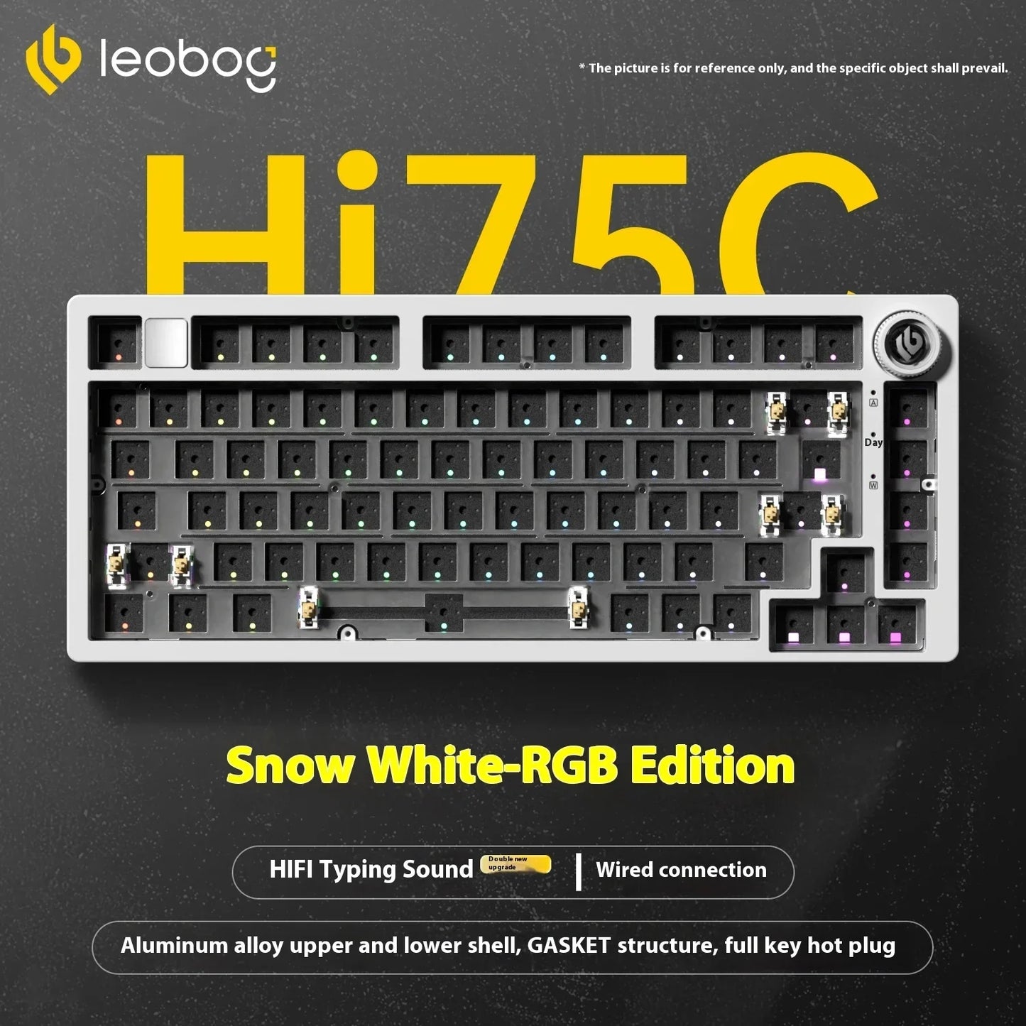 LEOBOG Hi75C Mechanical Keyboard 3Mode/Wired kit Hot Swap With Knob RGB Aluminium Alloy Gasket Hi75C Keyboard Kit PC Custom Gift