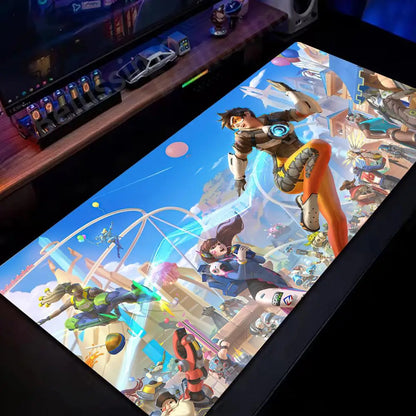 Tapete de Rato Gaming Grande Overwatch para PC, Tapete de Secretária Kawaii Rosa Fofo para Teclado e Portátil, Acessório Gaming HD