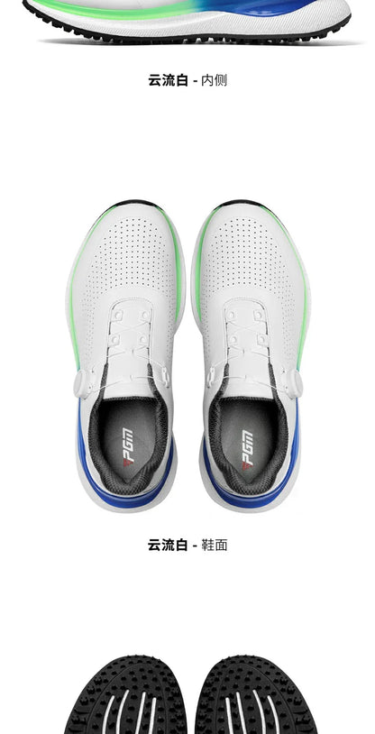 PGM Golf Men’s Sports Sneakers Super Soft Popcorn Midsole Knob Lace Anti-Slip Breathable Golf Shoes