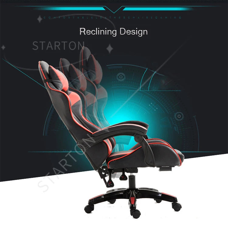 Ergonomic RGB Gaming Chair PU Leather Racing Computer Chair with Adjustable Height, Linkage Armrests, Reclining Office Gamer Chair