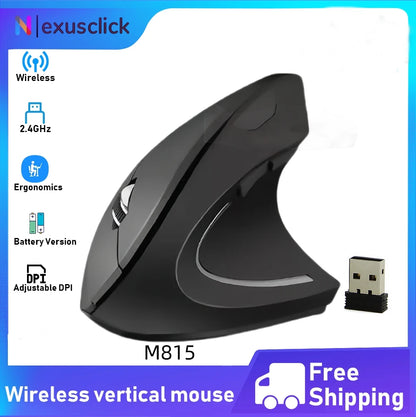 2.4G Bluetooth kabellose vertikale Maus, wiederaufladbar, ergonomisch, 1600DPI einstellbare Gaming-Maus mit 6 Tasten für Laptop, PC und Computer