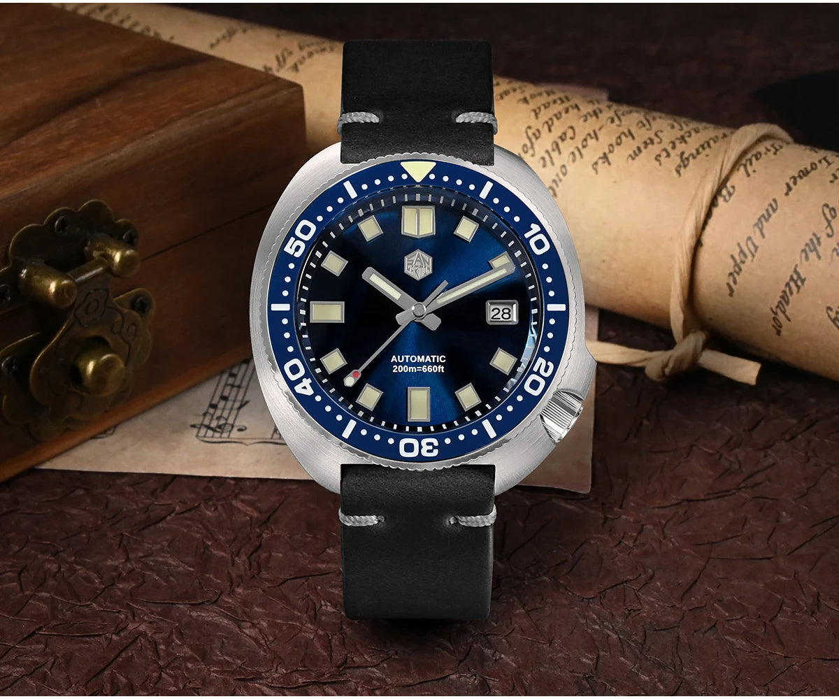 San Martin Turtle Men's Diver Watch 44mm NH35 Automatic Mechanical Wristwatch Sapphire Waterproof 200m Luminous Watches SN0047