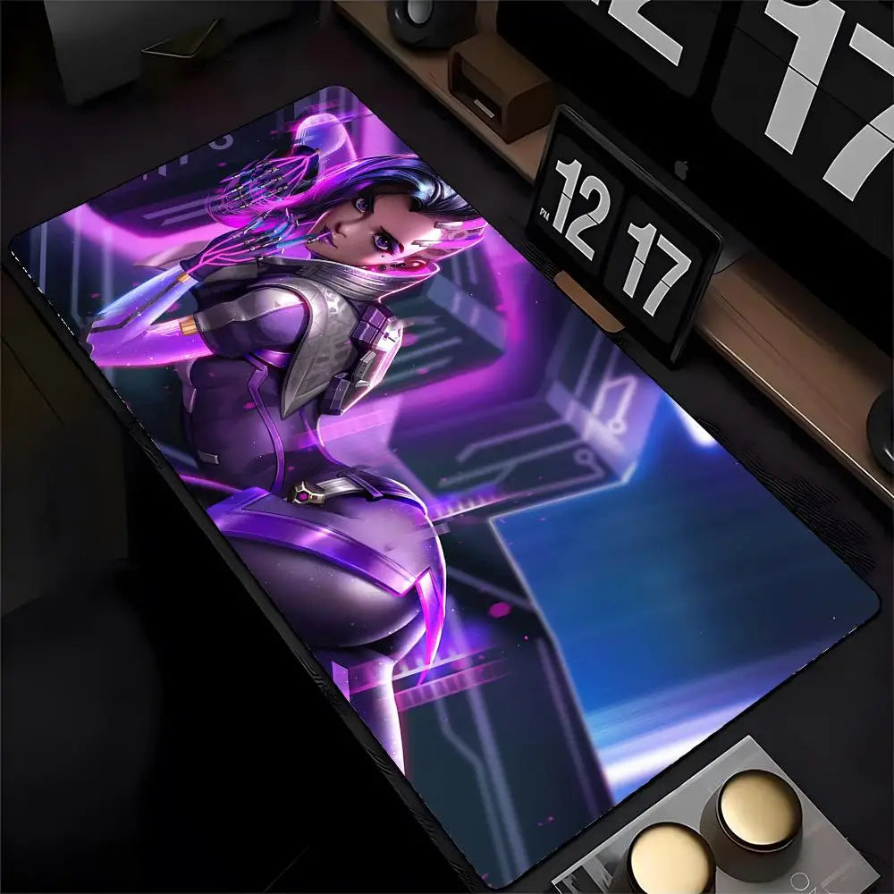 Overwatch Genji podloga za miš s HD ispisom za računalne igrače, prošiveni rub, neklizajuća podloga XXL90x40cm za tipkovnicu i PC stol