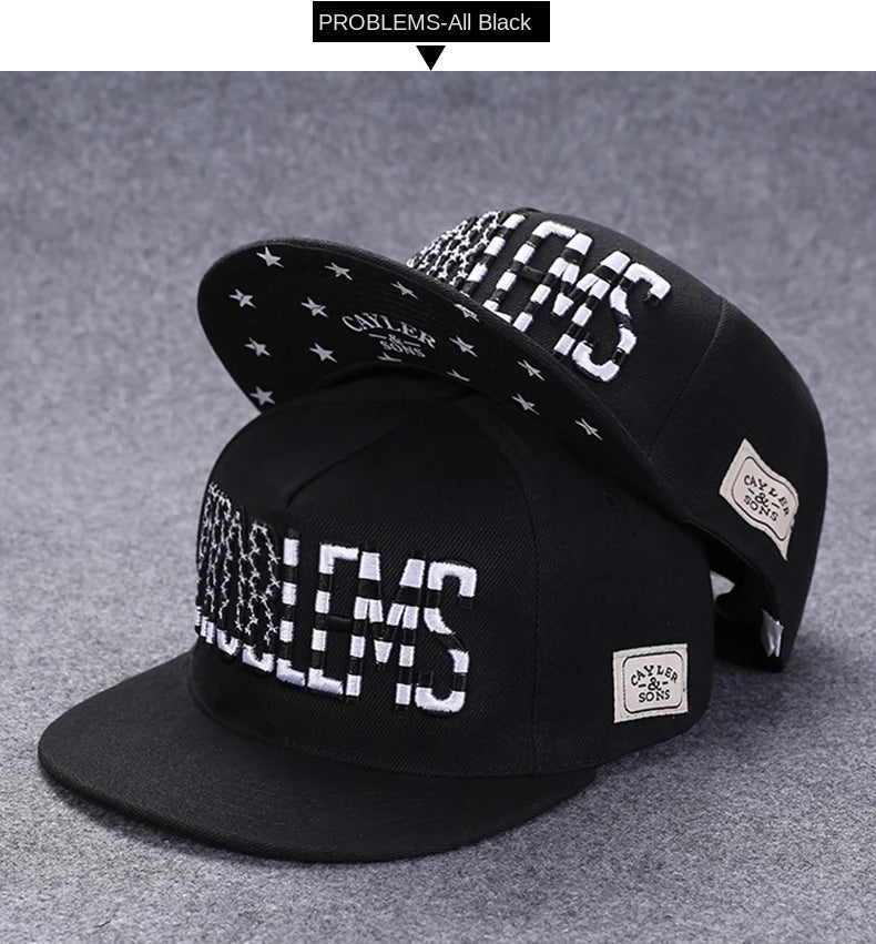 Men's Letter Embroidery Tide All-Match Flat Brim Baseball Cap Ladies Summer Hip-Hop Hat Outdoor Shade Adjustable Peaked Cap