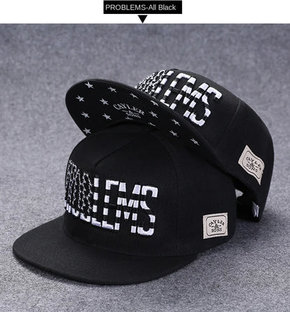 Men's Letter Embroidery Tide All-Match Flat Brim Baseball Cap Ladies Summer Hip-Hop Hat Outdoor Shade Adjustable Peaked Cap