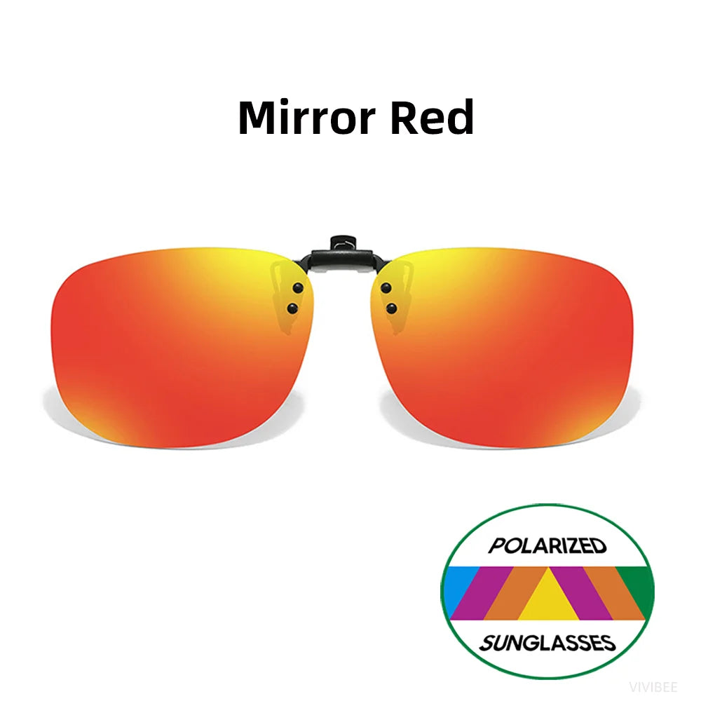 VIVIBEE Flip Up Clip On Sunglasses Fishing Polarized Men 47mm Clips For Eyeglasses Square UV400 Outdoor Driving Shades