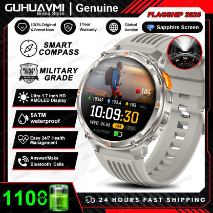 New T-REX3 Ultra 1100mAh Battery SmartWatch 10ATM Waterproof GPS Compass Flashlight 1.7" AMOLED HD Call Sports Smart Watch Men