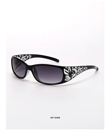 Fashion New Y2K Ladies Pattern Relief Square Small Frame Sunglasses Retro Style Elegant Summer Vacation Beach Glasses