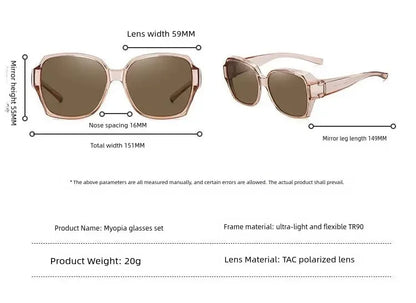 Fashion Round Polarized Sunglasses Cover Over Myopia Prescription Glasses Portable Men Women Vintage Fishing Driving Eyewear