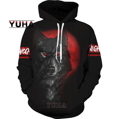 3D-bedruckter Wolf-Hoodie Unisex – cooler Pullover mit Tiergrafik, Sweatshirt für Herren-Streetwear