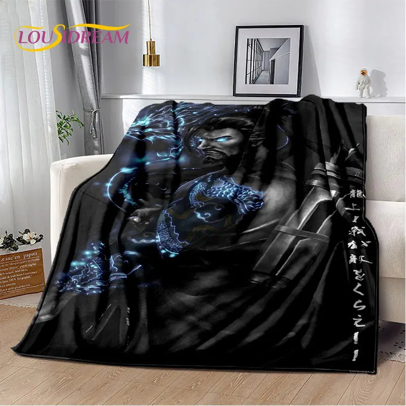 Overwatch Gamer DVA Reaper Manta Macia de Peluche, Manta de Flanela para Sala de Estar, Quarto, Cama, Sofá, Piquenique, Criança, 3D