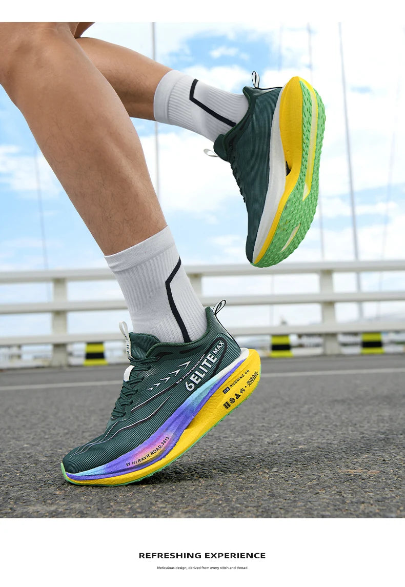 Men’s Running Shoes with Carbon Board, Specialty Marathon Sports, Breathable, Lightweight, Comfortable Women’s Athletic Non-Skid Sneakers
