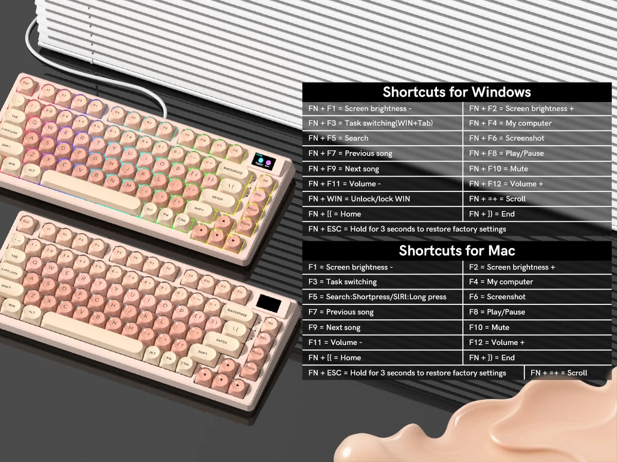 Womier S-K80 Keyboard Liquid 75% Hot Swap Keyboard with Color OLED Display Mechanical Gaming Keyboard Gasket Mount RGB for Windo