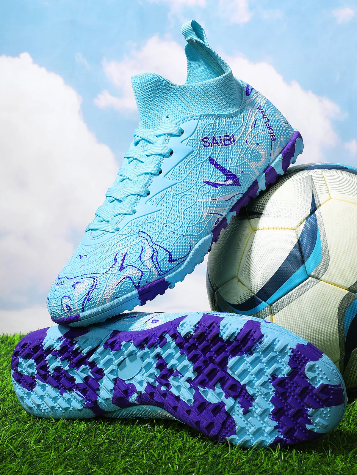 Chaussures de football montantes 2026 avec crampons FG longs et crampons TF, adaptées aux hommes et aux femmes, respirantes et antidérapantes