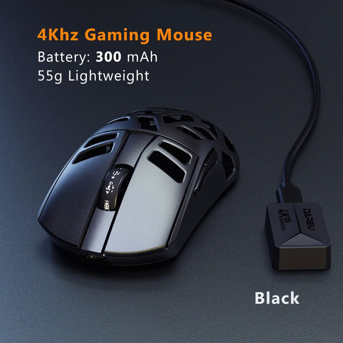 Mouse da gaming wireless DAREU Al-mg Tri-mode 8Khz PBT con ricarica rapida, PAW3950, 30000 DPI, leggero, per PC gamer