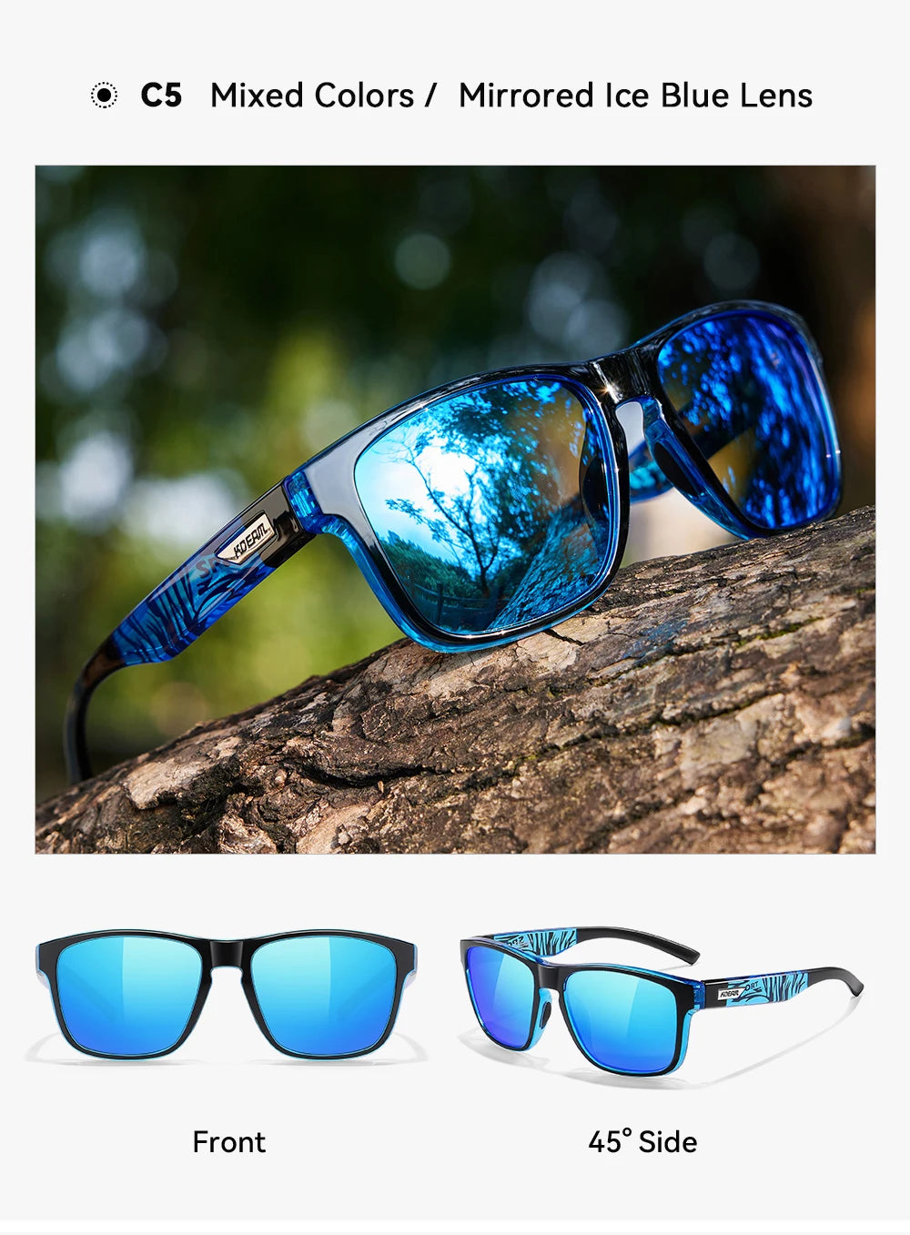 KDEAM XXL Size Men's Polarized Sunglasses Outdoor Sports Goggles Overall Width 155mm Extra Large Sunglass