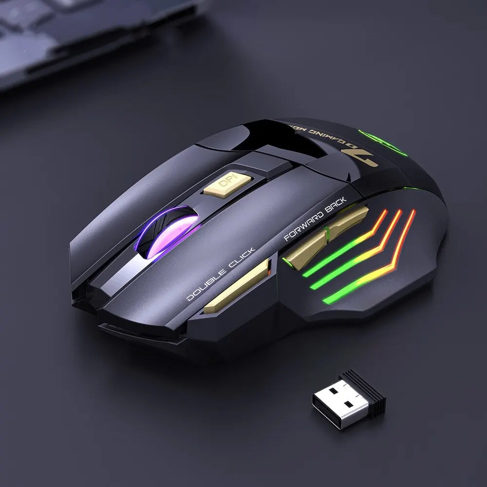 Wireless Gaming Mouse USB IMICE GW-X7 3200DPI Dual Mode Rechargeable 7 Keys 2.4GHz Silent Mouse Bluetooth 7-color Breathing LED