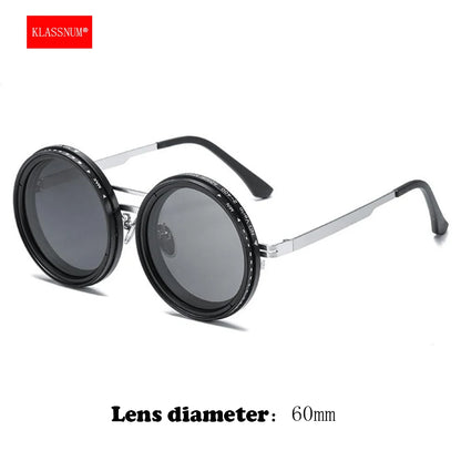KLASSNUM Adjustable Sunglasses Men Nd Filter Glasses ND9 Speed Dimming Sun Glasses Round Polarized Fishing Driving Eyewear 2026