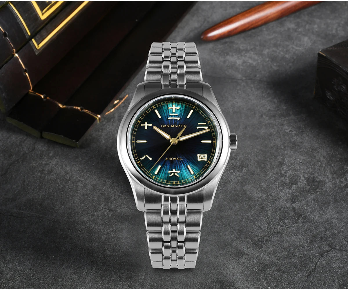 San Martin New 39mm Gada Watch Chinese Style Original Design Sunburst JianZhan Miyota 90S5 Men Dress Automatic Mechanical SN0144