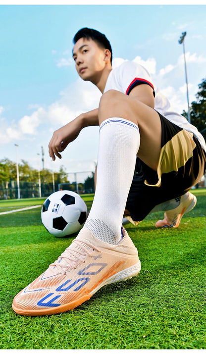 Męskie trampki z kolcami do trawy – wysokiej jakości buty piłkarskie do futsalu i piłki nożnej, antypoślizgowe, do użytku w pomieszczeniach, bestsellerowe, z wysoką cholewką, do użytku na zewnątrz