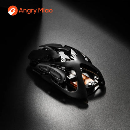Ratón gaming inalámbrico Angry Miao Infinity de metal ultraligero hueco, intercambiable en caliente, PAW3950, doble 8K, con cable y trimodo