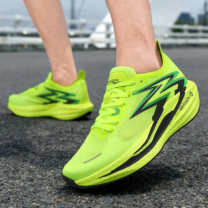 Ténis de Corrida NOVOS com Placa de Carbono para Maratona, Homem e Mulher, Desportivos, Respiráveis, Leves, Confortáveis, Antiderrapantes e Casuais