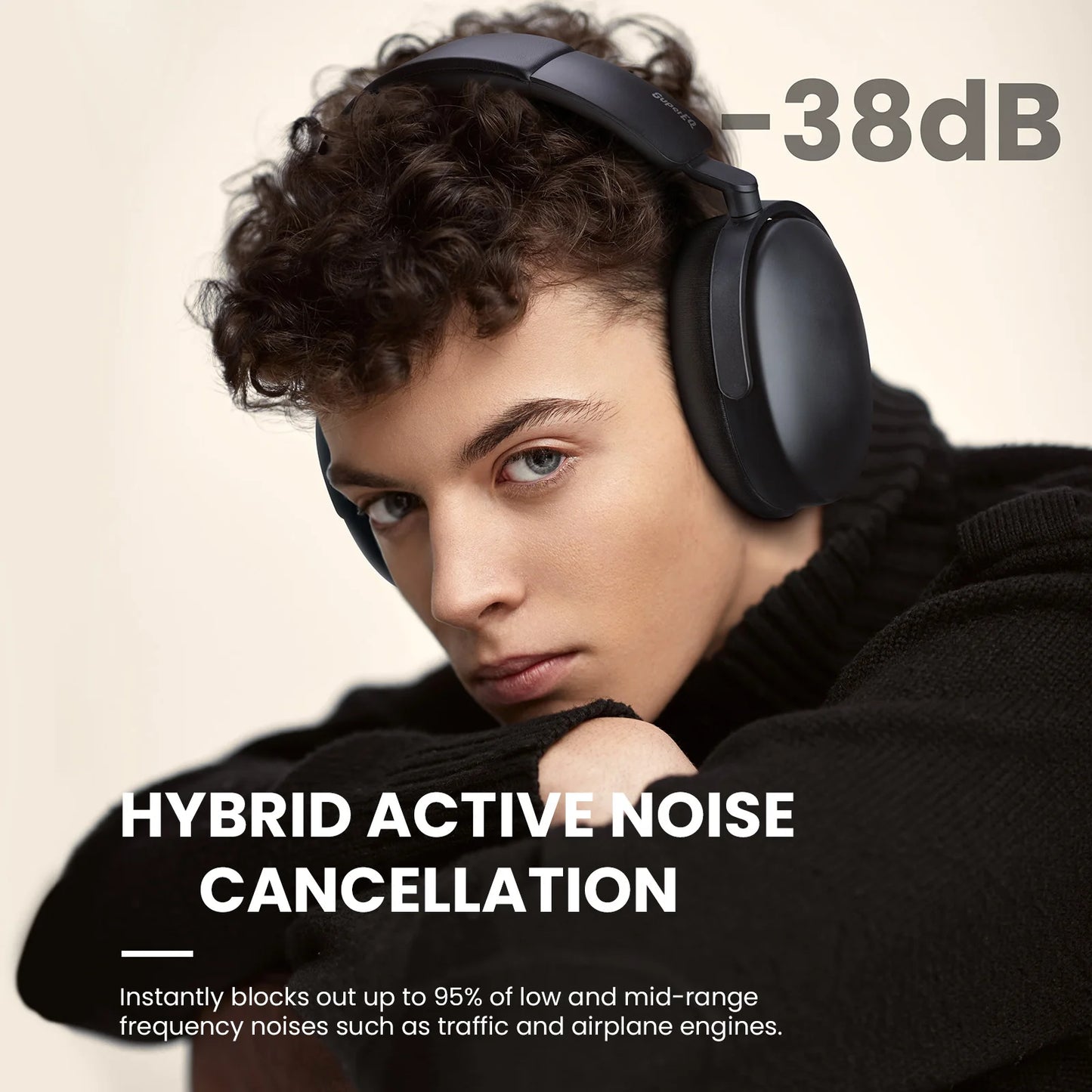 Auriculares inalámbricos Bluetooth 5.4 Oneodio SuperEQ A200 con ANC – Auriculares circumaurales con cancelación de ruido, micrófono ENC, audio Hi-Res y control desde app