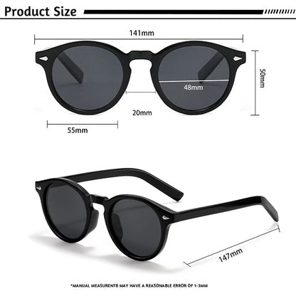 CATERSIDE Fashion Men's Polarized Sunglasses Round Tr-90 Frame TAC Lens Sun Glasses Women's Travel Outdoor Party Glasses