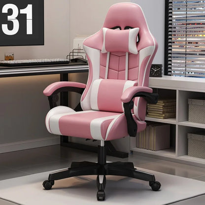 Ergonomic Racing Gaming Chair with Lumbar Support, Adjustable Swivel PU Leather Computer Chair with Headrest for Office & Home