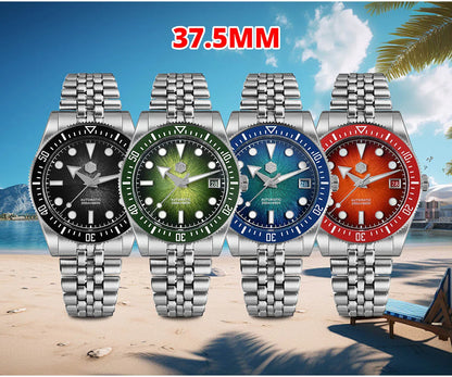 Relógio de mergulho de luxo para homem San Martin 40mm Miyota 9015, mostrador em esmalte sunburst, relógio de pulso mecânico automático, resistente à água 200m, SN0148