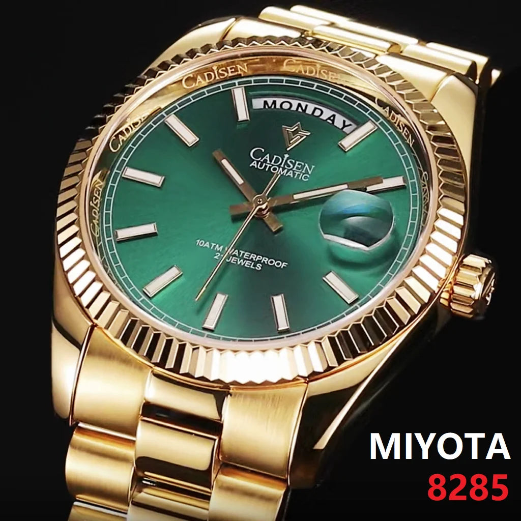 Relógio masculino CADISEN DD40 de luxo, automático, mecânico, com vidro de safira AR, 10Bar, movimento MIYOTA 8285, novidade 2023