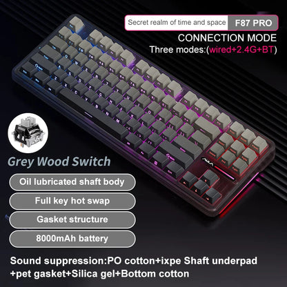 AULA F87 Pro Wireless Mechanical Keyboard 87 Keys Bluetooth 2.4G Wired Gaming Keyboard RGB Hotswap Gamer Non-contact Keyboard