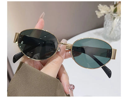 Sexy Small Oval Women's Sunglasses Trendy Luxury Design Metal Frame Shades UV400 Eyewear for Female Classic Vintage Sun Glasses