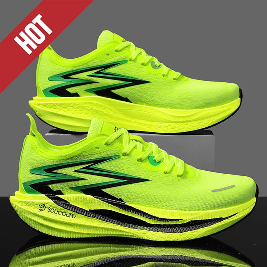 Ténis de Corrida NOVOS com Placa de Carbono para Maratona, Homem e Mulher, Desportivos, Respiráveis, Leves, Confortáveis, Antiderrapantes e Casuais