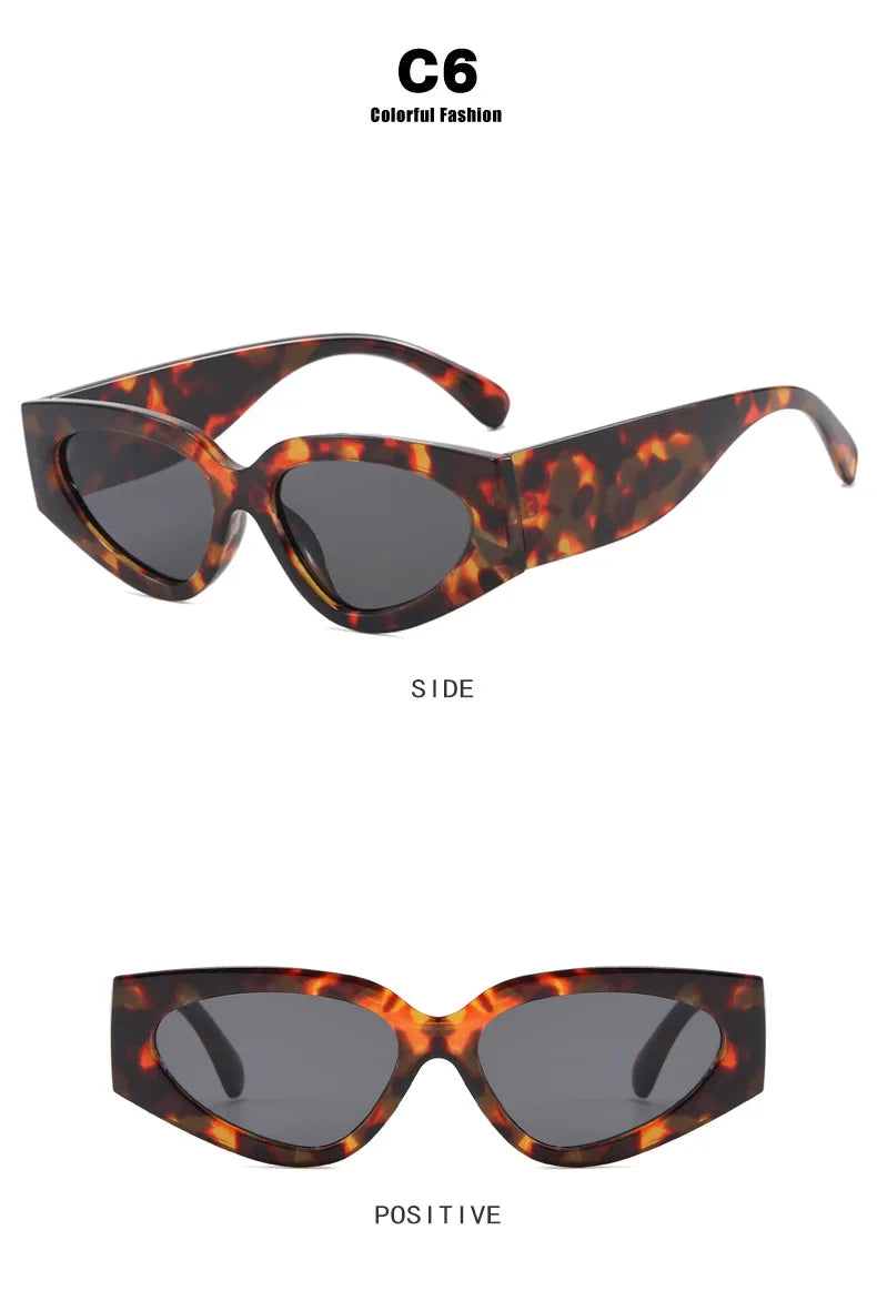 Black White Cat Eye Sunglasses for Women Trendy Vintage Thick Frame Sun Glasses 2025 Classic Shades ladies Goggle