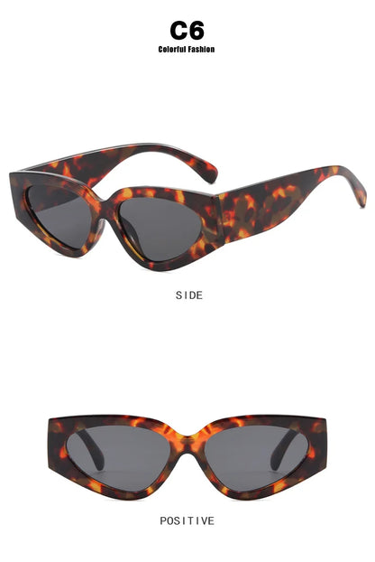 Black White Cat Eye Sunglasses for Women Trendy Vintage Thick Frame Sun Glasses 2025 Classic Shades ladies Goggle
