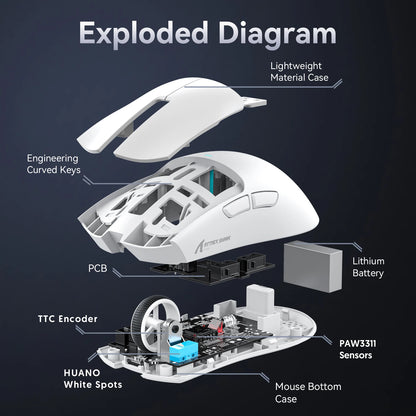 ATTACK SHARK X11 Tri-Mode Lightweight Gaming Mouse with PAW3311, 22000DPI, 400IPS, 40G, 59g, Magnetic Fast Charging, RGB Backlight