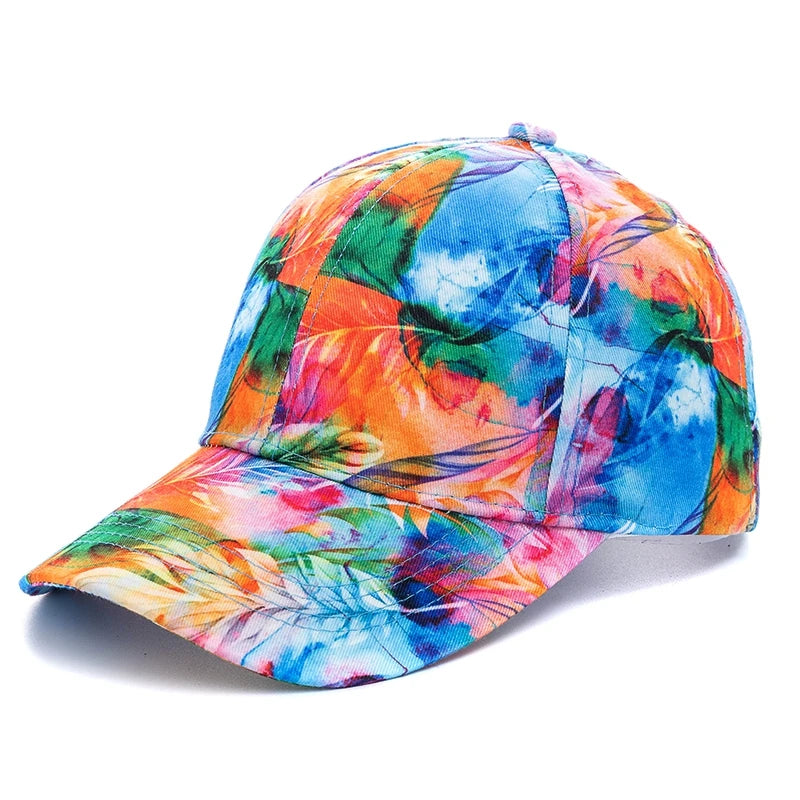 New Outdoor Casual Tie Dye Caps For Women Rainbow Colorful Baseball Cap Female Fashion Streetwear Summer Hat