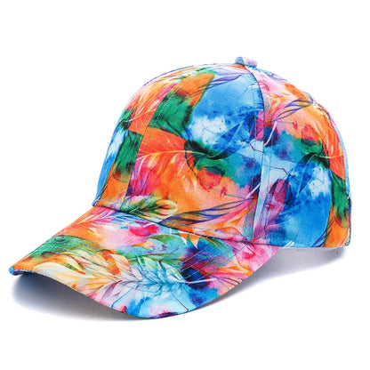 New Outdoor Casual Tie Dye Caps For Women Rainbow Colorful Baseball Cap Female Fashion Streetwear Summer Hat