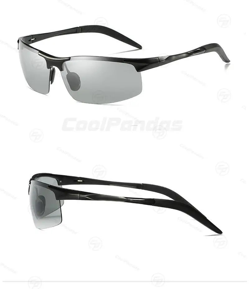 CoolPandas Photochromic Sunglasses Men Polarized Rimless Outdoor Sport Driving Glasses Day Night Chamelon Goggle zonnebril heren