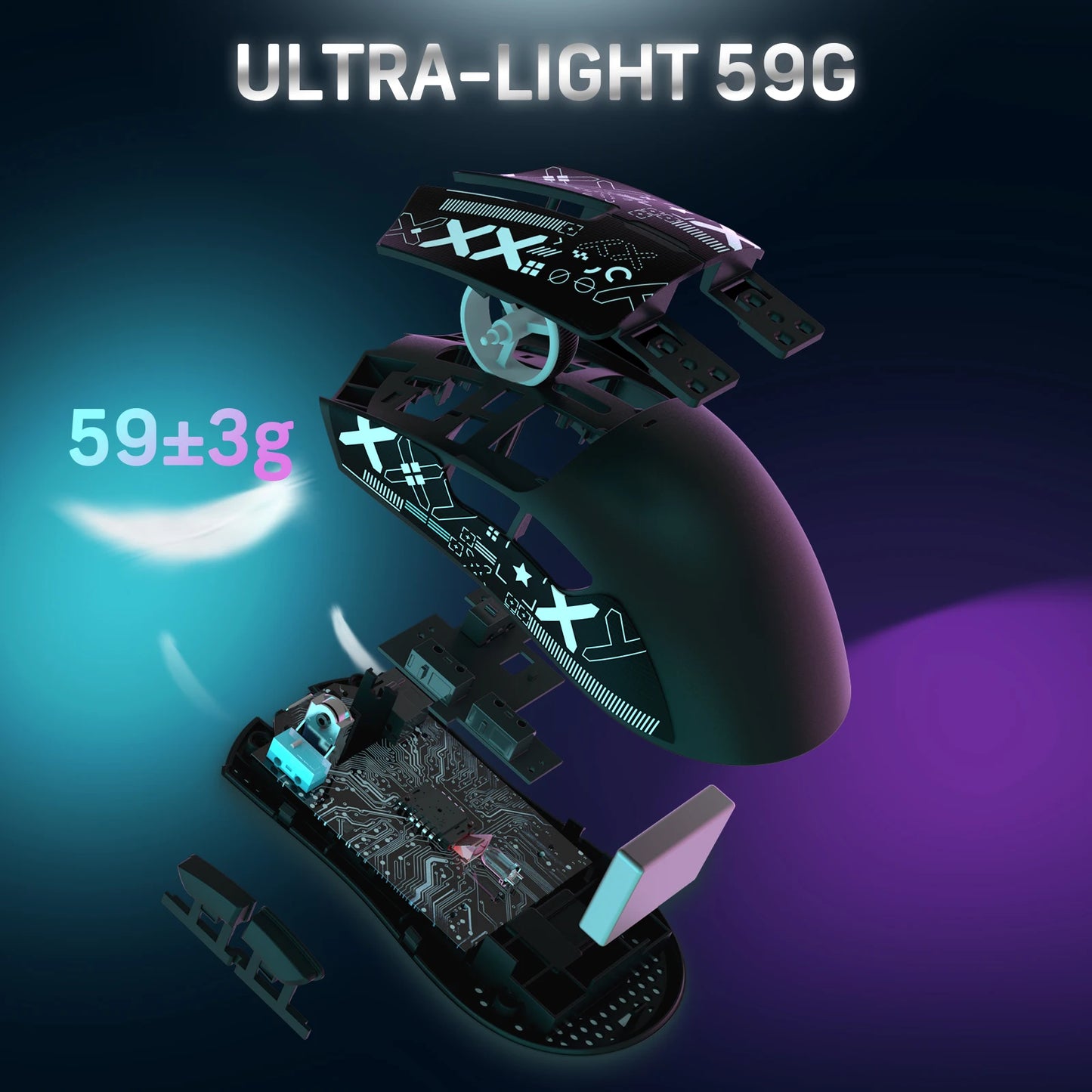 Mouse da gaming wireless ATTACK SHARK X11 con dock di ricarica e sensore gaming PixArt PAW3311, BT/2.4G wireless/cablato
