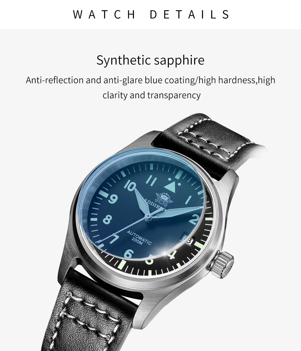 ADDIESDIVE Watches For Men C3 Super Luminous 200m Waterproof Japan 8215 316L Stainless Automatic Mechanical Watch