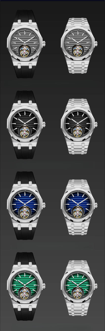 Raymondoya Men's Flying Tourbillon Movement Mechanical Automatic Luxury Watches Wristwatches Skeleton Watch Brand For Men Sapphire
