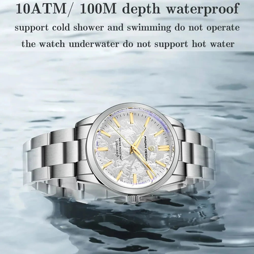 PAGANI DESIGN 40MM Meteorite Dial Men's Quartz Watches Luxury Business Sapphire 316L Stainless Steel 100M Waterproof Watch for Men