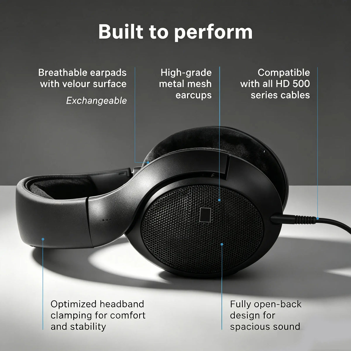 Casque de studio circum-auriculaire ouvert HD 560S à réponse neutre pour l'enregistrement, le mixage et le mastering professionnels