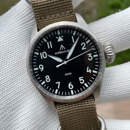 STEELFLIER Official SF743 Pilot VH31 Quartz Movement Big Onion Crown 200M Waterproof Sapphire Crystal Luxury Dive Luminous Watch
