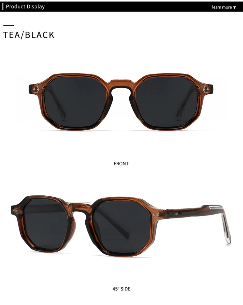 SHAUNA New Polygon Square Men Polarized Sunglasses Retro Rivets Women Blue Green Shades UV400