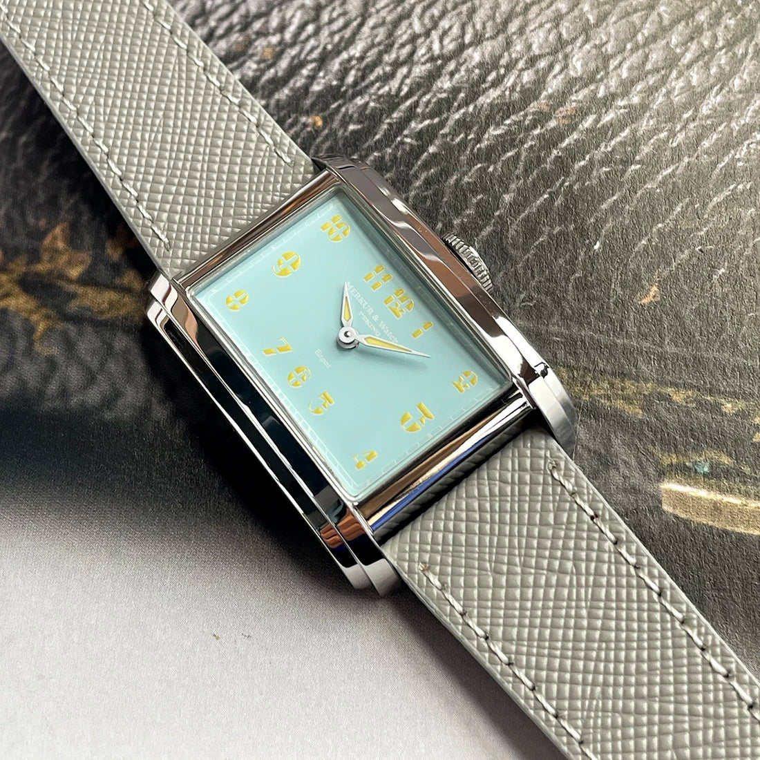 New MERKUR NH05 Rectangle Retro Casual Watch for Men Business Series Automatic Chorded Watch Sapphire White Watch